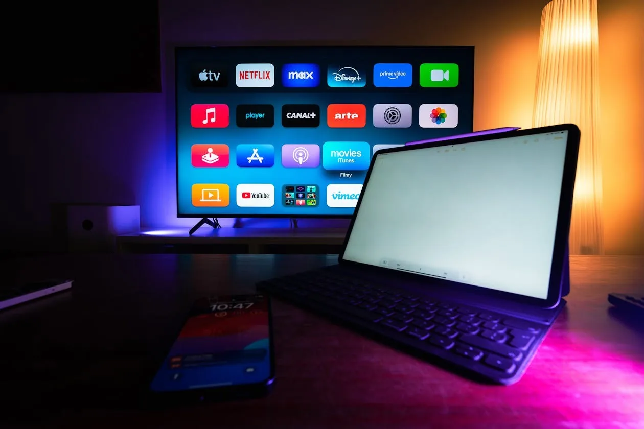 best iptv service 2026 - smart TV and devices displaying streaming apps