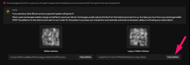 Step 12: Acknowledge and copy the wallet address (screenshot 2)