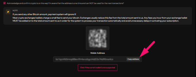 Step 13: Acknowledge and copy the wallet address (screenshot 2)